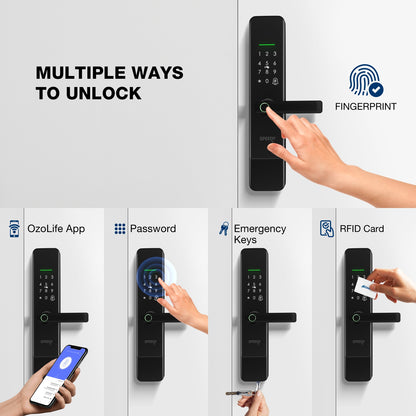 ATOM 11 Smart Wi-Fi Door Lock with Mobile App, Fingerprint, OTP, PIN, RFID Card & Manual Key | Free Installation | Door Thickness: 35-80 mm